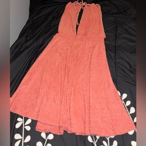 Pink flowy dress with neck tie in back